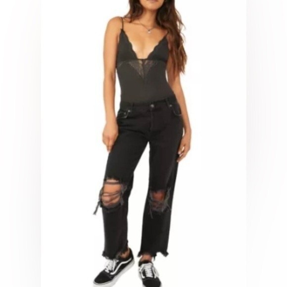 NWT Free People Perfect Pima Bodysuit. Washed Black. Small - Picture 3 of 15